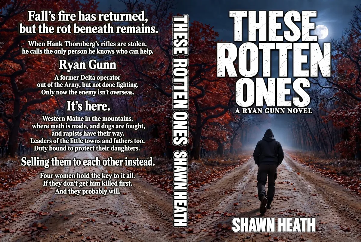 Full paperback wrap for These Rotten Ones, showing back cover, spine and front cover